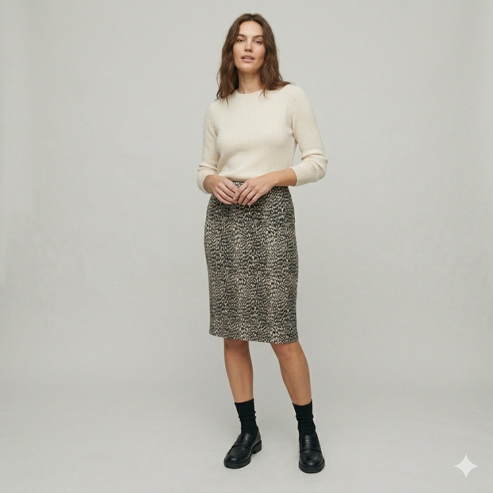 Lafayette 148 New York Leopard Animal Print Pencil Skirt Size 2 Office Siren